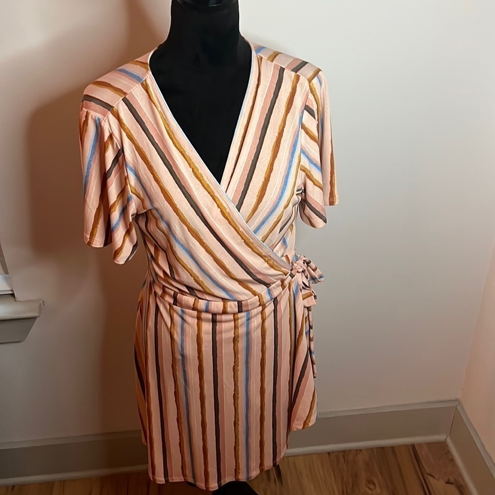 BCBGENERATION multi color stripes‎ wrap mini dres… - image 3